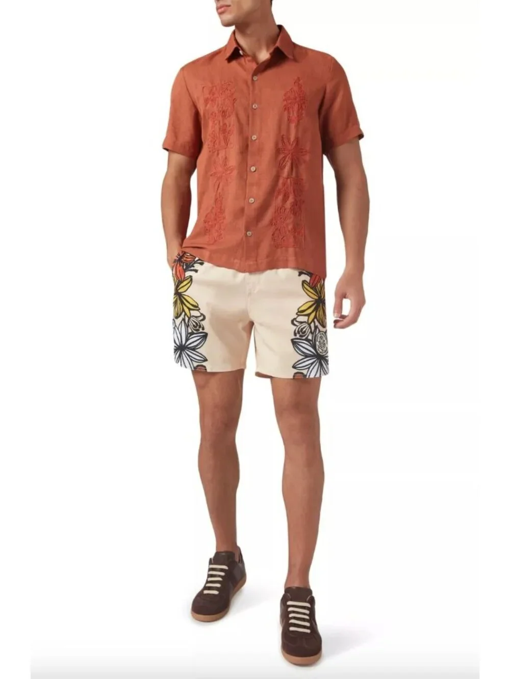 Agua Bendita Joe Clay Swim Trunks Cream Mens Size 30